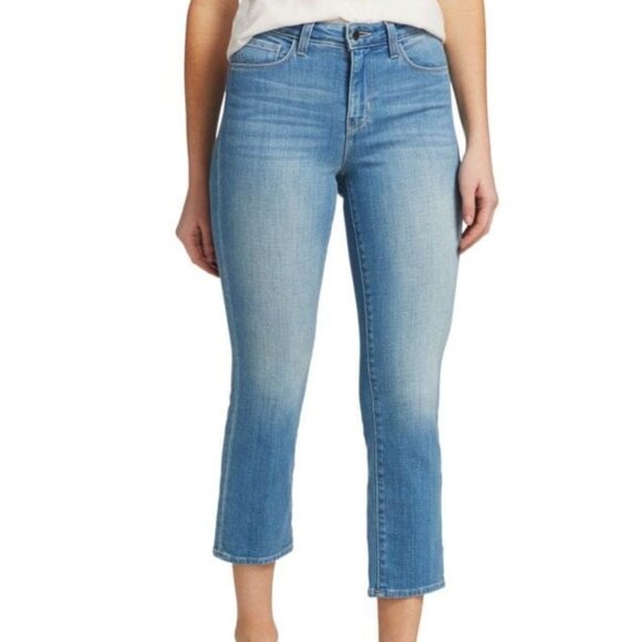 L'AGENCE Nadia Straight Cropped Jeans Rockford Light Wash Denim Sz 26 High Rise - Picture 1 of 13